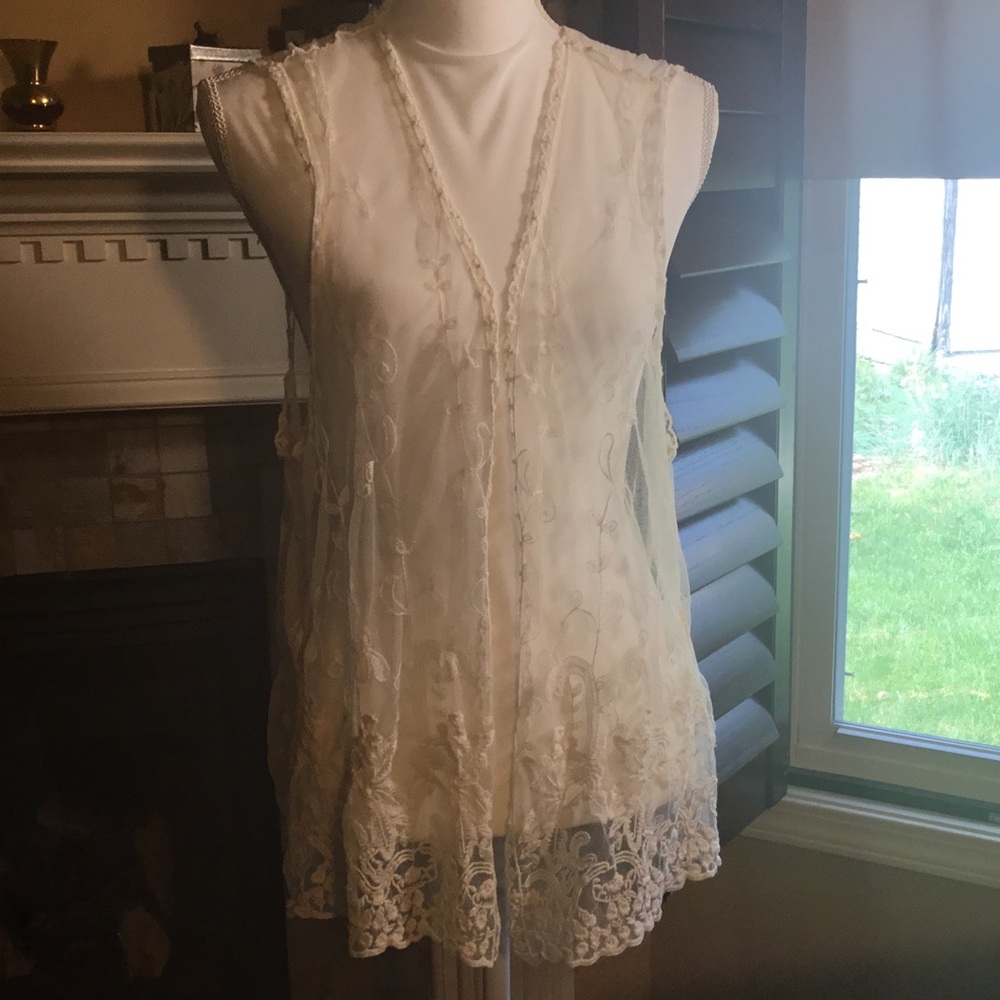 Nabee mesh/lace vest.  Boho style size Small